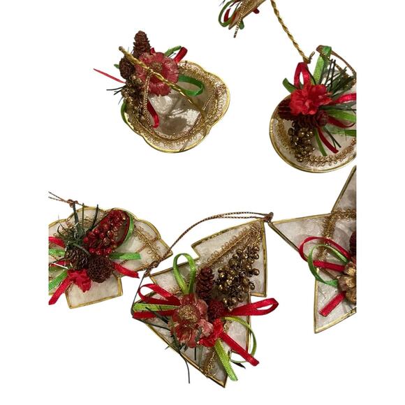 Set of 6 capiz shell vintage ornaments - Picture 4 of 5